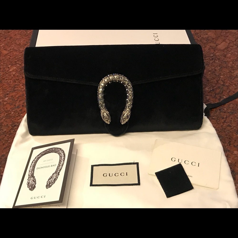 AUTHENTIC Gucci black suede clutch